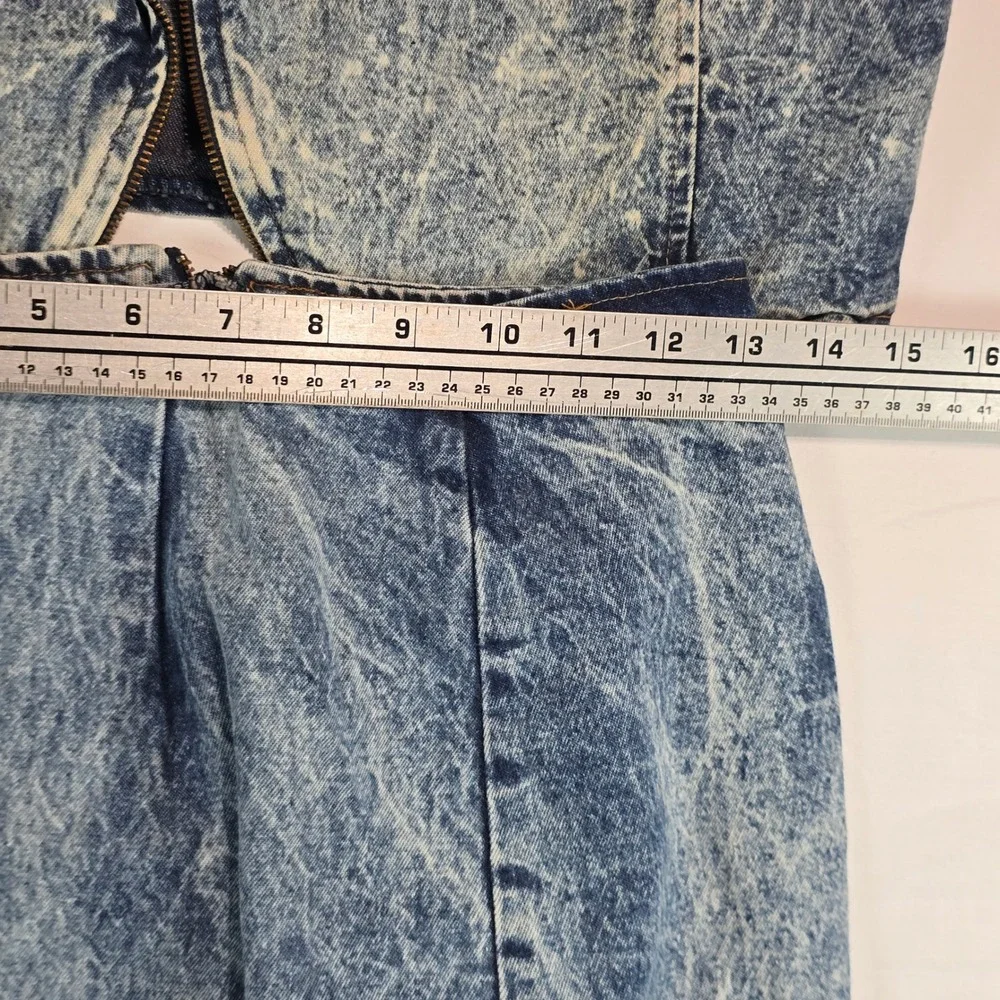 Champagne West Vintage 80s Acid Wash Denim Jacket and Skirt Set Blue Size 9/10 - Picture 11 of 15